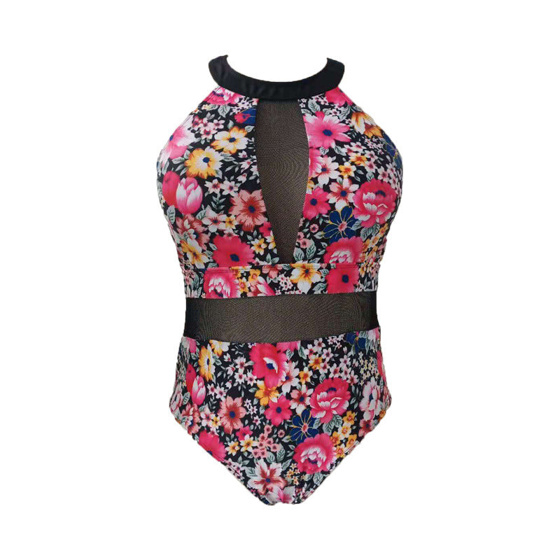 Women’s sporty one-piece swimsuit with transparent mesh inserts StylebySassy