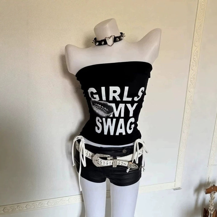 Women's Off-Shoulder Top with striking Statement Print StylebySassy