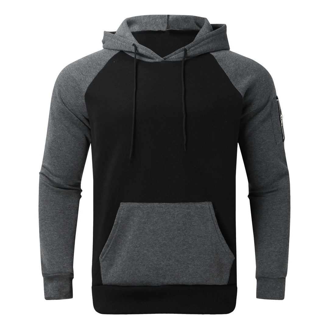 Men's raglan hoodie made of cotton blend with kangaroo pocket, sleeve pocket, and hood drawstring StylebySassy