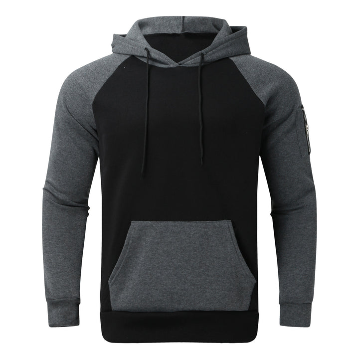 Men's raglan hoodie made of cotton blend with kangaroo pocket, sleeve pocket, and hood drawstring StylebySassy
