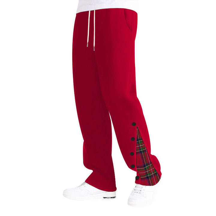 Unisex wide Relax joggers with side snap button placket and checkered insert StylebySassy