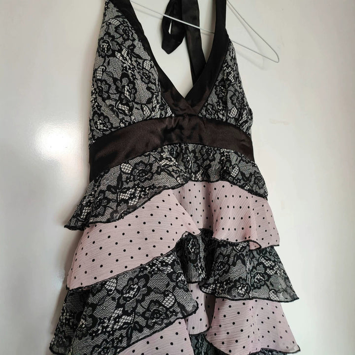 Women's Ruffle Dress with Lace Top StylebySassy