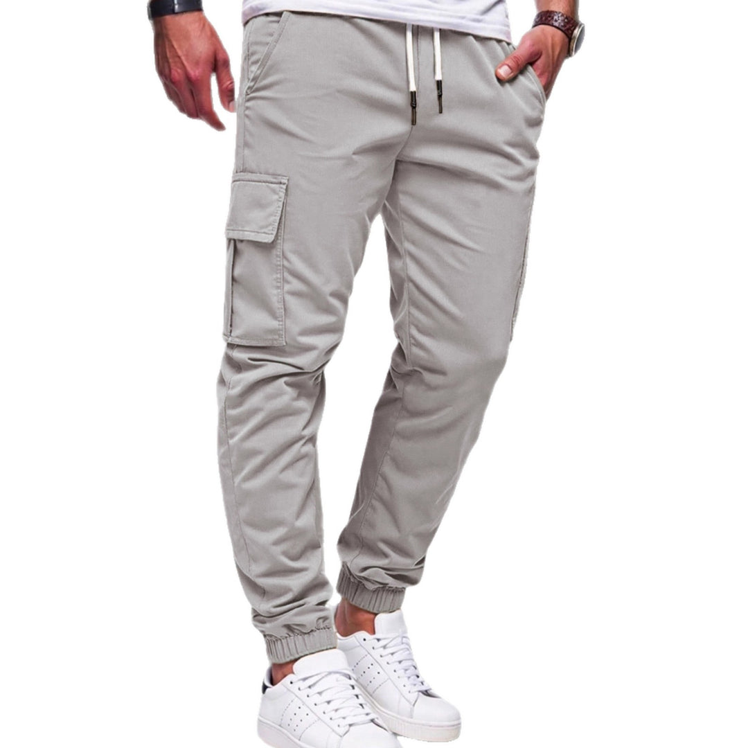 Men's Nan Tapered Leisure Cargo Pants with Flap Pockets, Drawstring Waist and Elastic Leg Openings StylebySassy