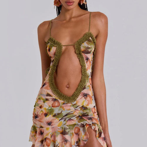 Women’s Summer Mini Dress with Gatherings and Asymmetrical Hem StylebySassy