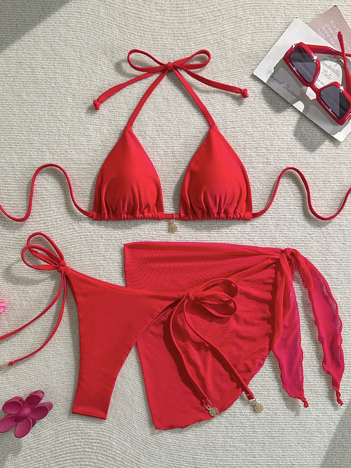 Ladies bikini set with stylish wrap skirt and sophisticated ties StylebySassy