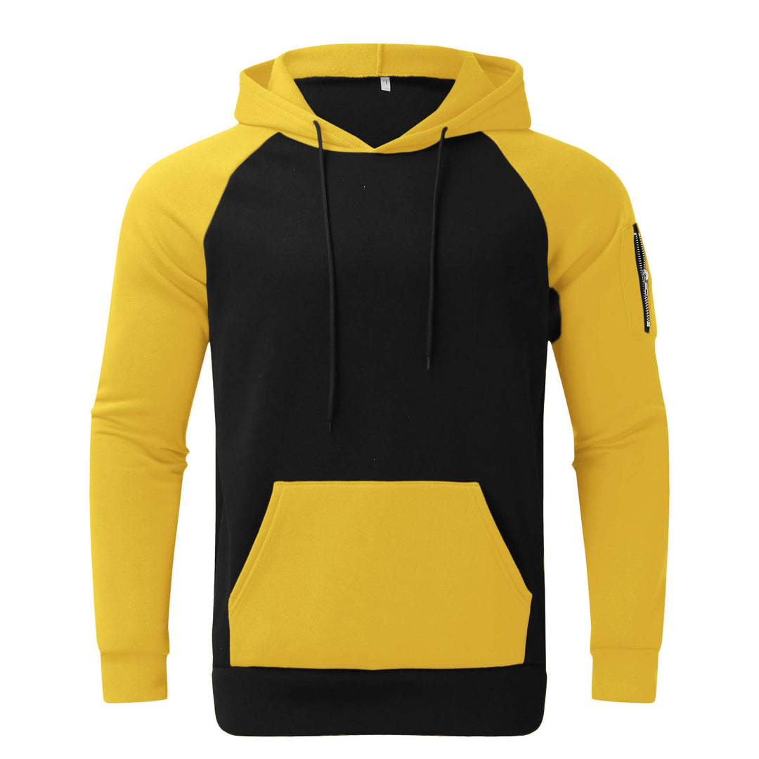 Men's raglan hoodie made of cotton blend with kangaroo pocket, sleeve pocket, and hood drawstring StylebySassy
