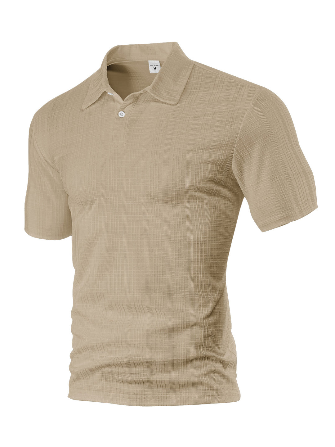 Men's light structured short sleeve polo with shirt collar and single button placket StylebySassy