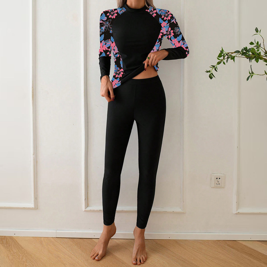 Women's Long Sleeve Rashguard with Floral Design StylebySassy