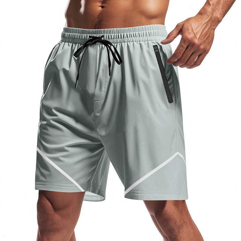 Men's breathable training shorts with zippered pockets and elastic drawstring waistband StylebySassy