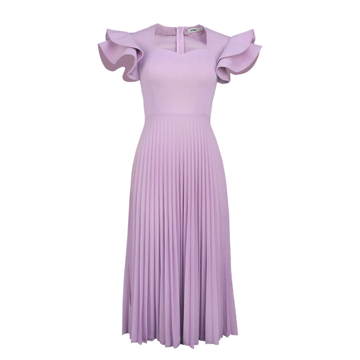 Women's pleated maxi dress with elegant ruffle details StylebySassy
