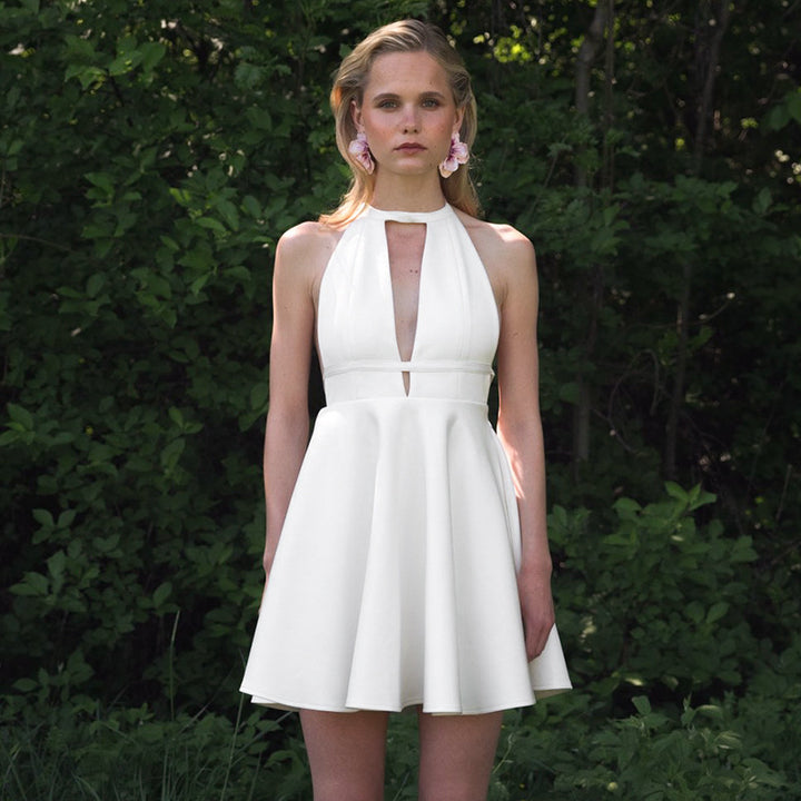 Ladies Elegant Halter Dress with Open Neckline StylebySassy
