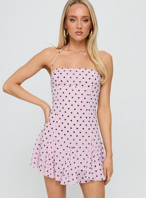 Women's strapless halter mini dress with fitted corset and flared ruffle skirt StylebySassy