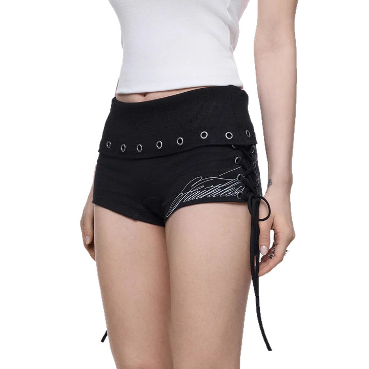 Women's sporty shorts with decorative lacing detail StylebySassy