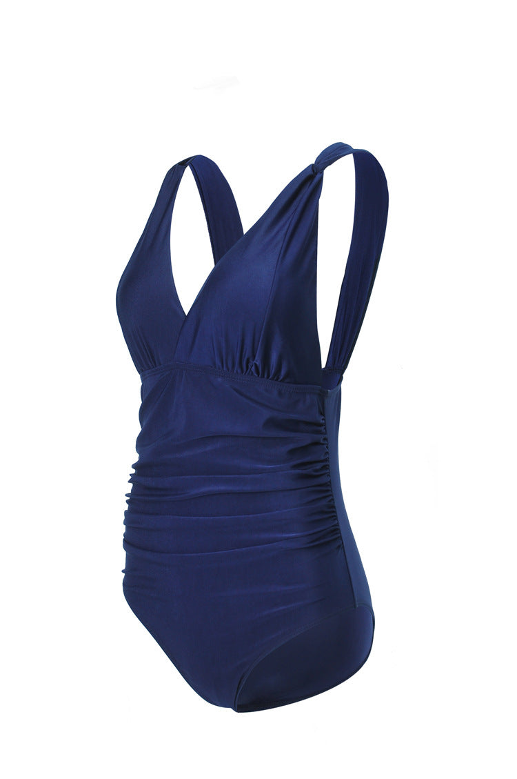 Ladies Elegant One-Piece Swimsuit with Wrap Look and Gathering StylebySassy