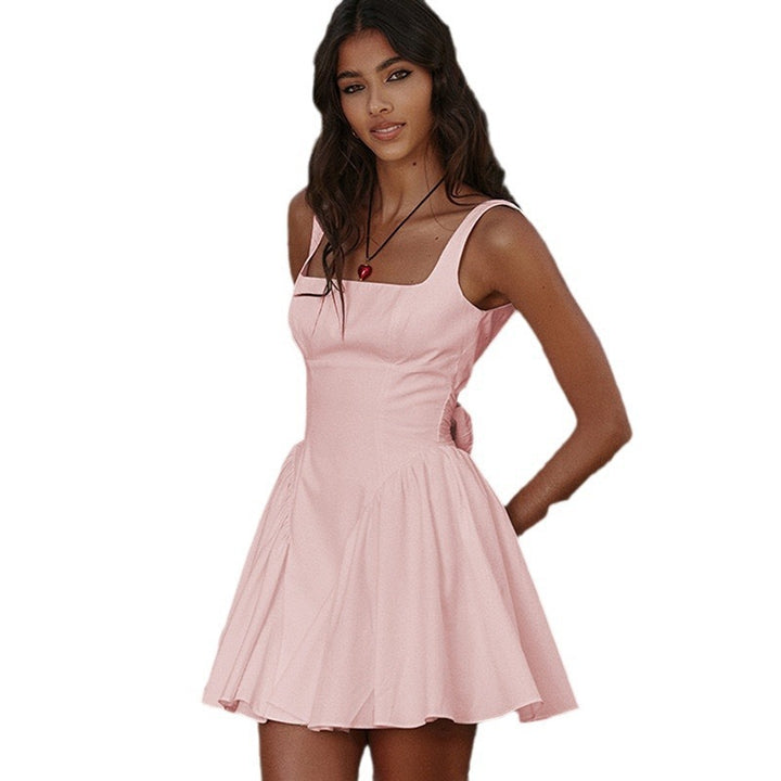 Women Playful Mini Dress with Square Neckline and Swinging Skirt StylebySassy