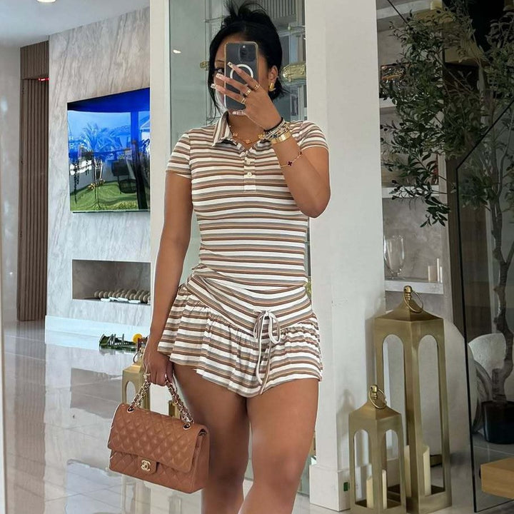 Ladies sporty polo dress with ruffle details StylebySassy