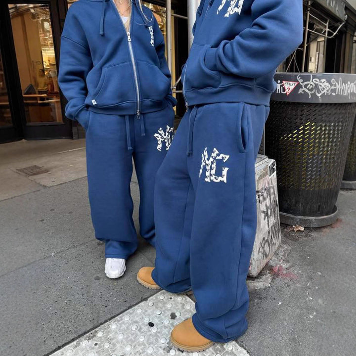 Unisex oversized hooded sweatshirt jacket with two-way zipper and logo application StylebySassy