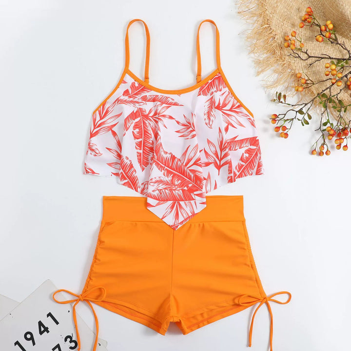 Women’s Sporty Tankini Set with Ruffles and Adjustable Straps StylebySassy