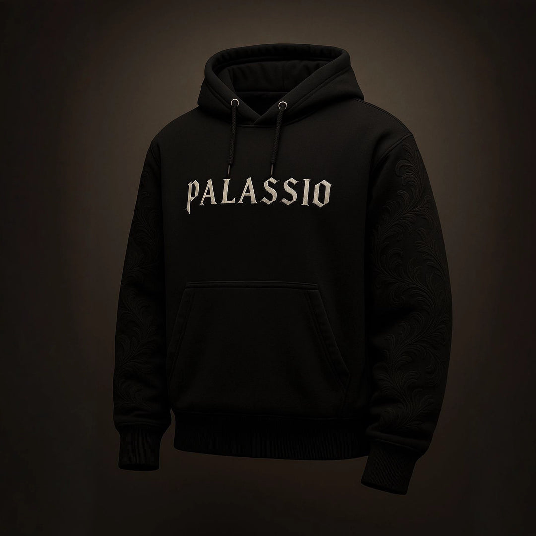 Unisex nan Premium Hoodie with tonal relief embroidery on the sleeves, double hood and kangaroo pocket StylebySassy