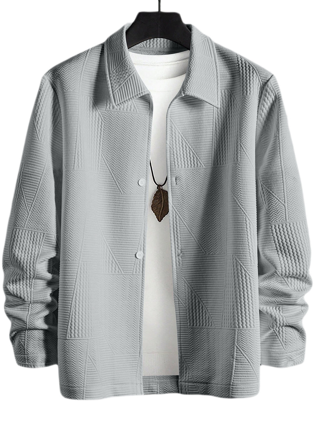 Men's structured shirt jacket in patchwork relief with shirt collar StylebySassy