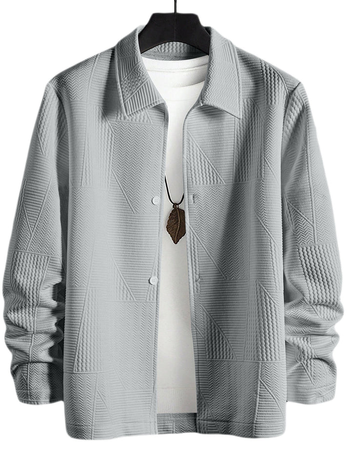 Men's structured shirt jacket in patchwork relief with shirt collar StylebySassy