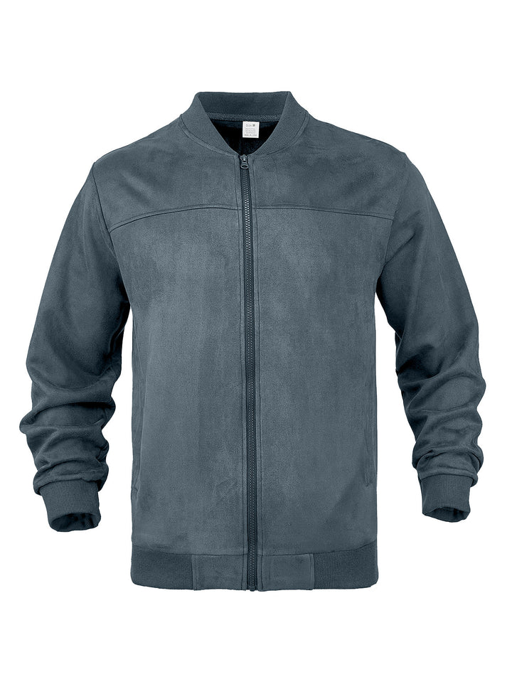 Men's suede bomber jacket with elastic ribbed cuffs StylebySassy