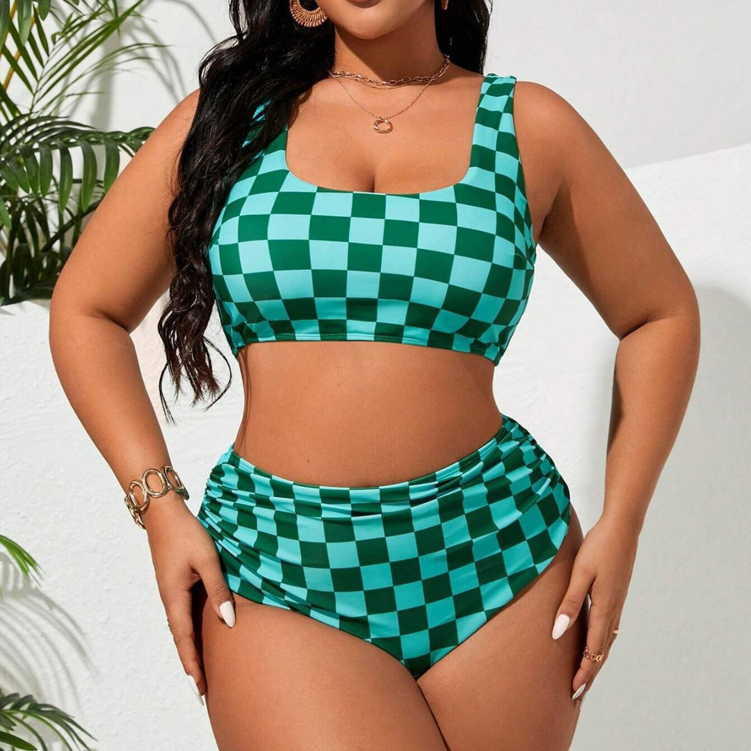 Women’s Bikini Set with Fashionable Check Pattern StylebySassy