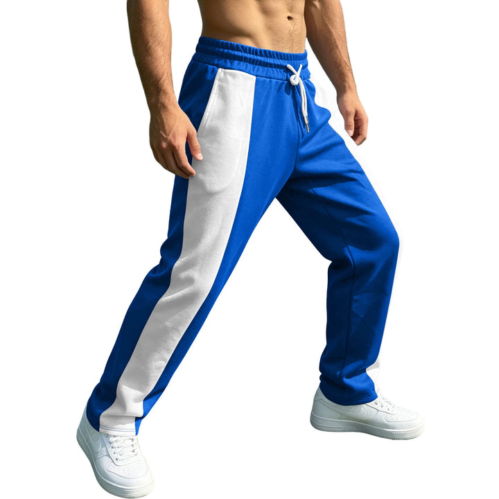 Men's sporty jogging pants with contrasting side inserts, elastic waistband, drawstring, and side pockets StylebySassy