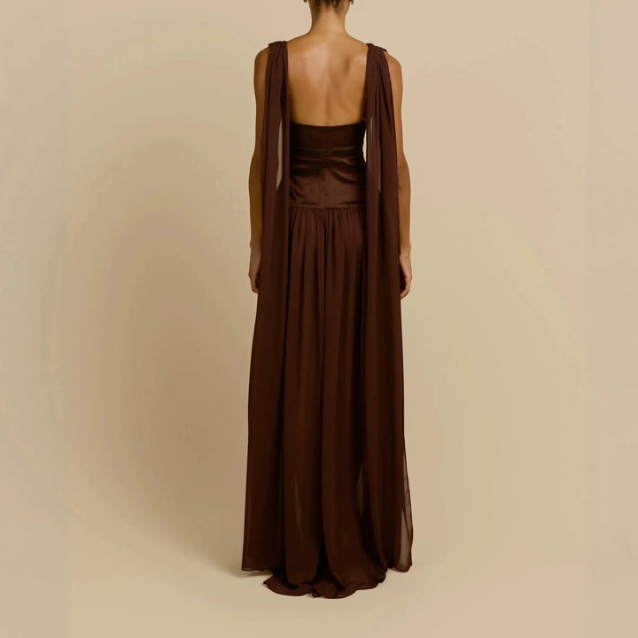 Women Elegant Long Sleeve Maxi Dress with Deep V-Neck StylebySassy