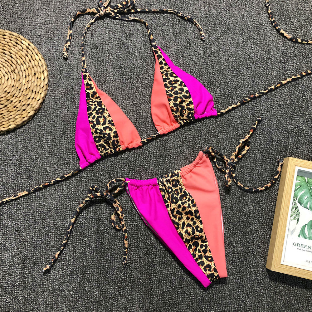 Women's fashionable triangle bikini with unique pattern mix StylebySassy