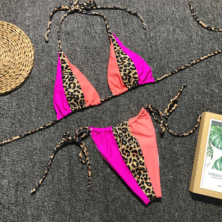 Women's fashionable triangle bikini with unique pattern mix StylebySassy