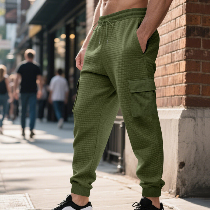 Men's quilted thermo lounge pants with functional pockets, drawstring and elastic waistband StylebySassy