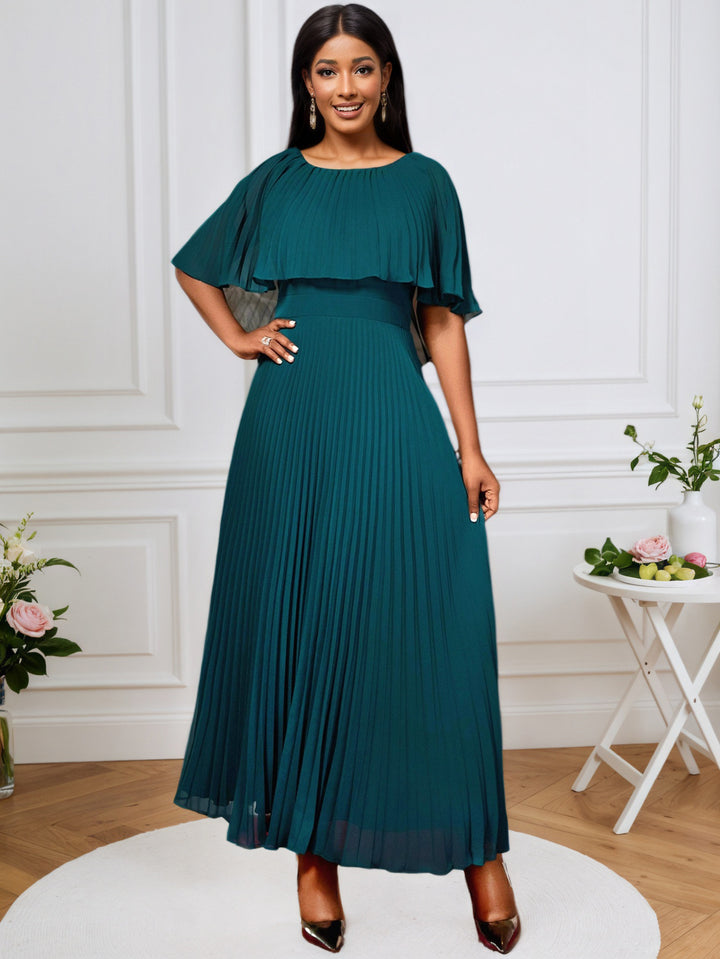 Women's Pleated Maxi Dress with Elegant Draping StylebySassy