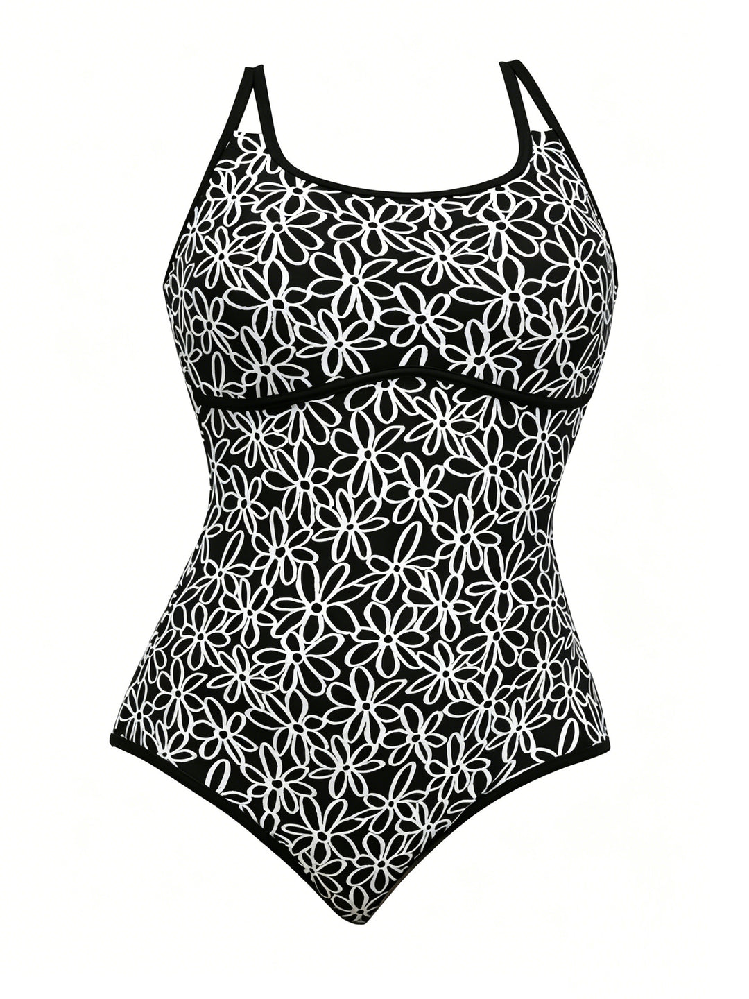 Women's Sporty One-Piece Swimsuit with Floral Pattern StylebySassy