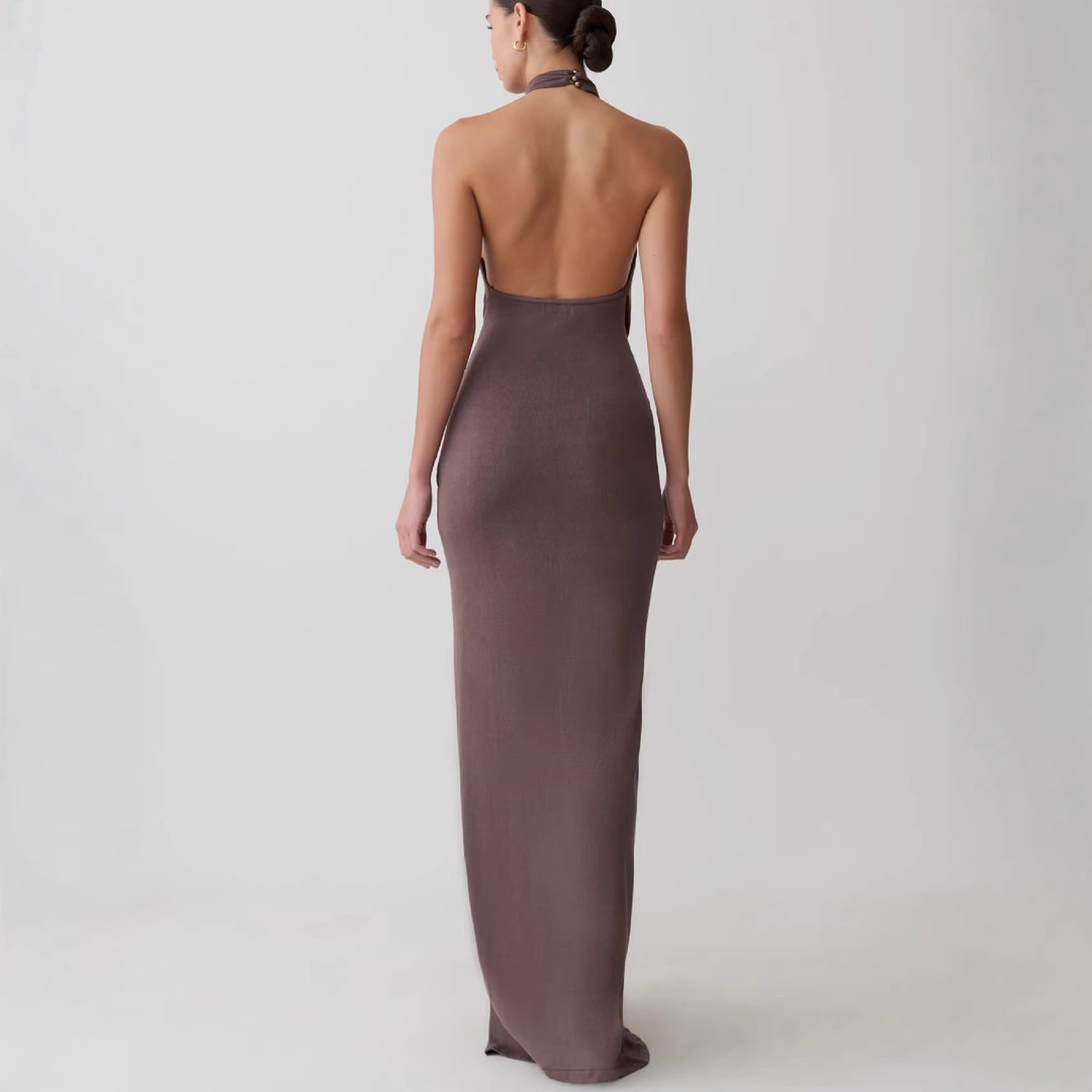 Women Elegant Ankle-Length Wrap Dress with Deep Slit StylebySassy