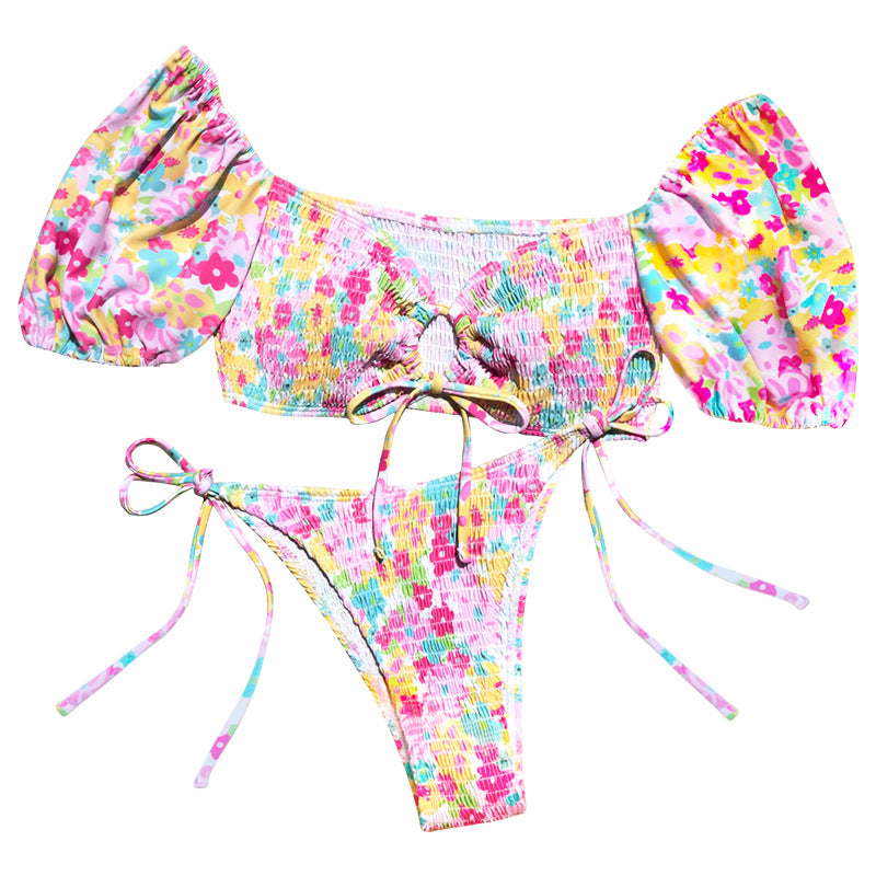 Women's bikini costume with ruffled sleeves and stylish cut-out StylebySassy