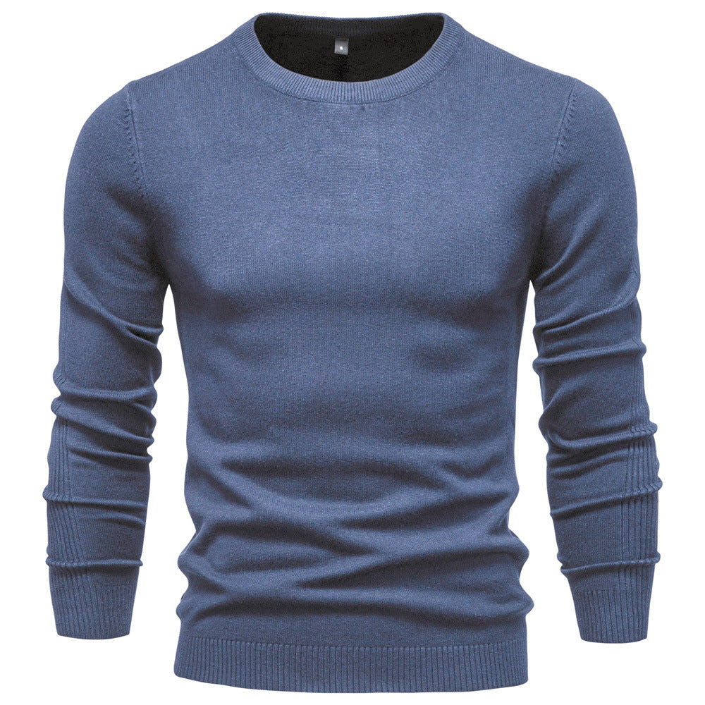 Men's nano minimalist round neck fine knit with flat shoulder seam and ribbed cuffs StylebySassy
