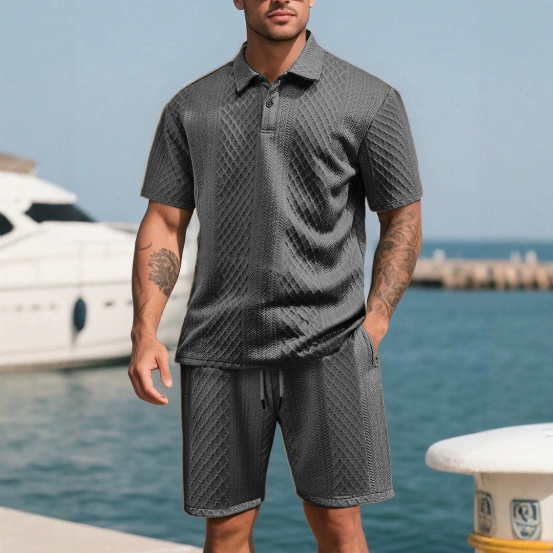 Men's structured lounge shorts with elastic waistband drawstring and side pockets StylebySassy