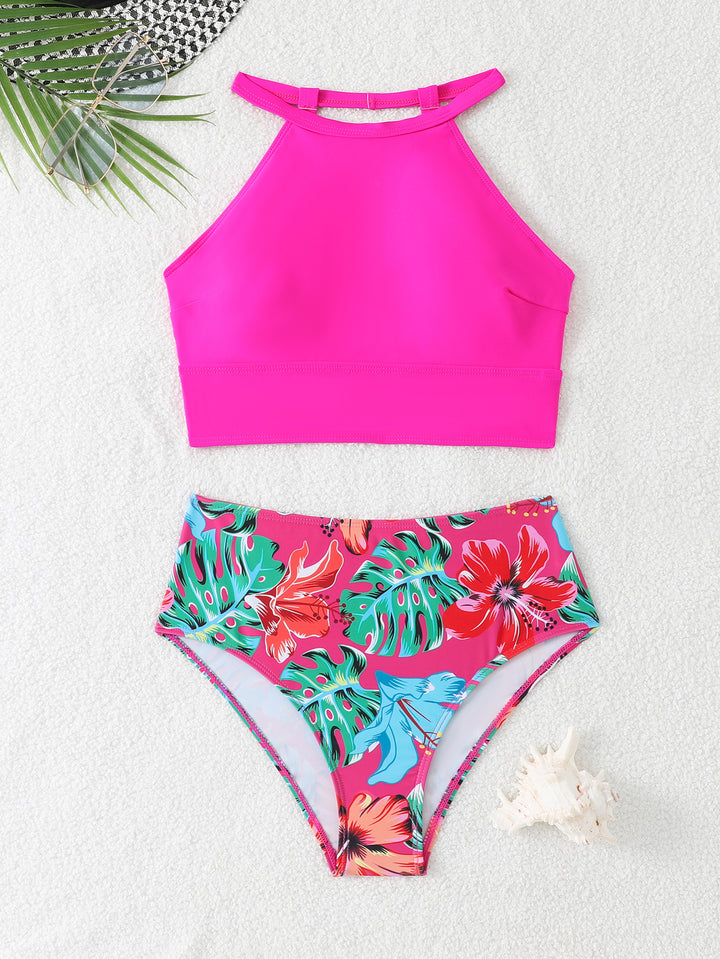 Women's Sporty Bikini Set with High Waist and Backless Top StylebySassy