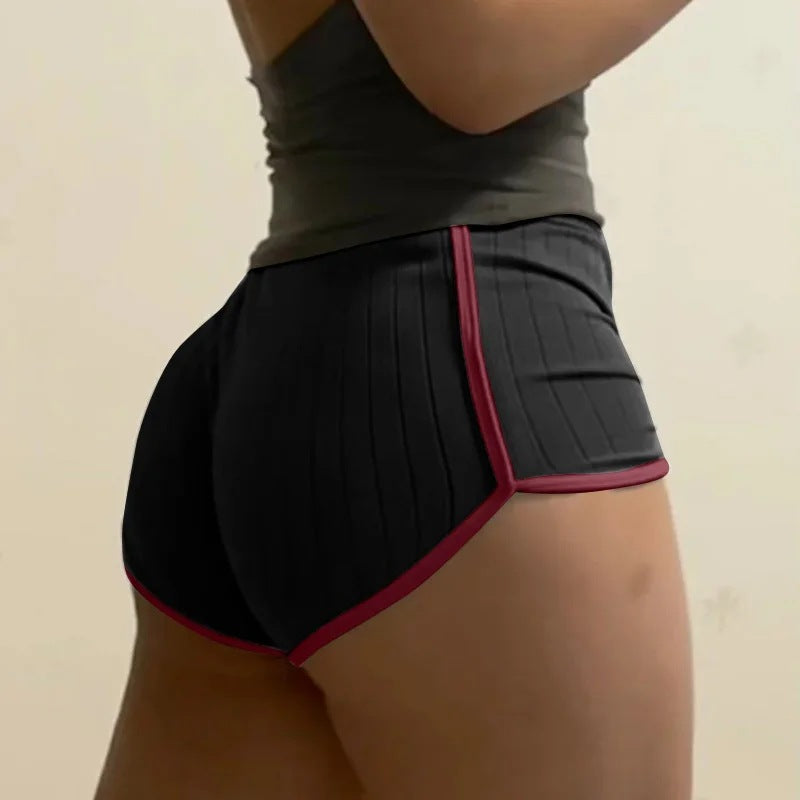 Women's pleated casual shorts with elastic comfort waistband and contrast piping StylebySassy