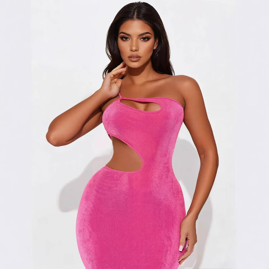 Women's fitted maxi dress with deep neckline and cut-out details StylebySassy