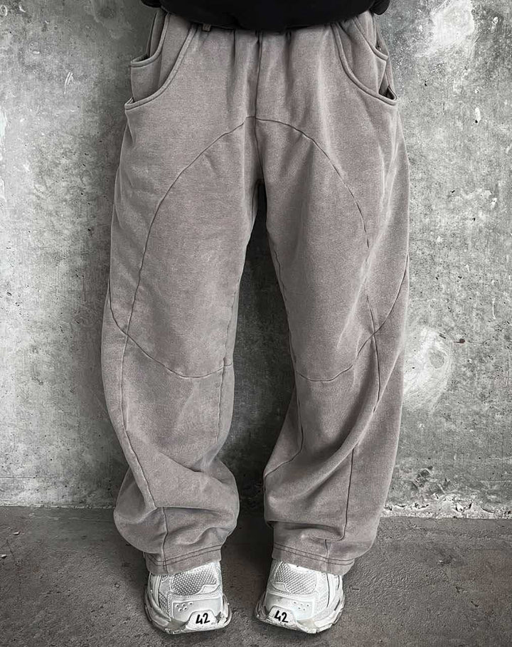 Men's Nan Oversized Leisure Joggers with Curved Seam Details, Drawstring Waistband and Elastic Leg Openings StylebySassy
