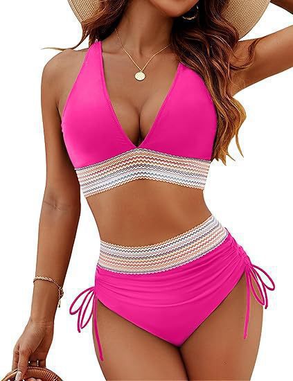 Women’s bikini set with high-waisted briefs and sporty accents StylebySassy