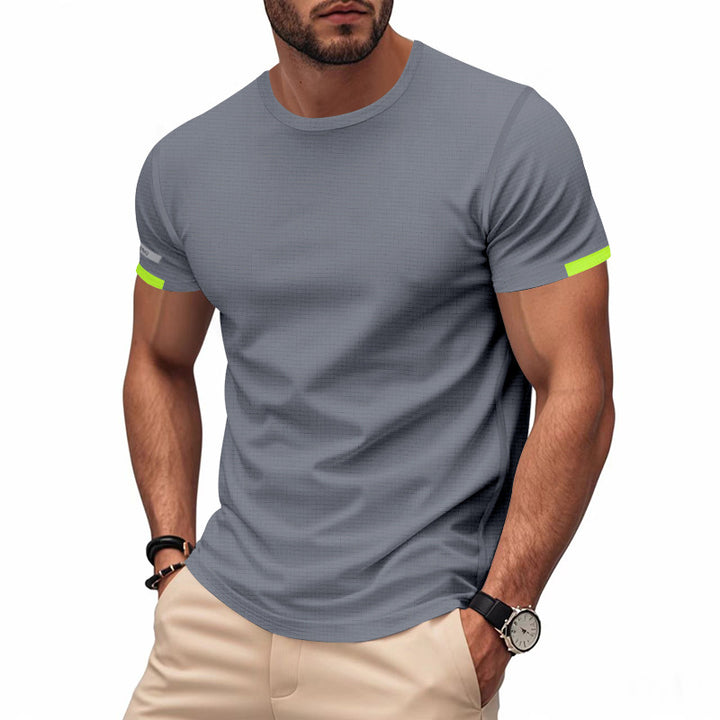 Men's nan athletic functional T-shirt with round neck, body-hugging stretch cut and contrasting sleeve hem StylebySassy