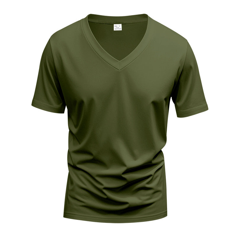 Men's V-Neck T-Shirt made of breathable cotton blend with modern cut StylebySassy