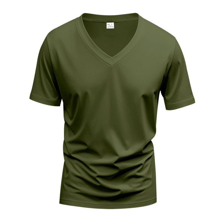 Men's V-Neck T-Shirt made of breathable cotton blend with modern cut StylebySassy