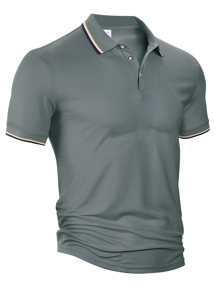 Men's classic polo shirt made of piqué with contrasting stripes at the collar StylebySassy