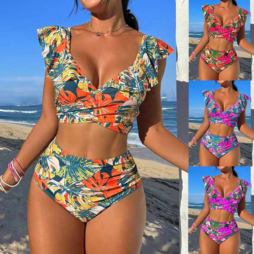 Women's Stylish Wrap Bikini Set with Ruffle Details StylebySassy