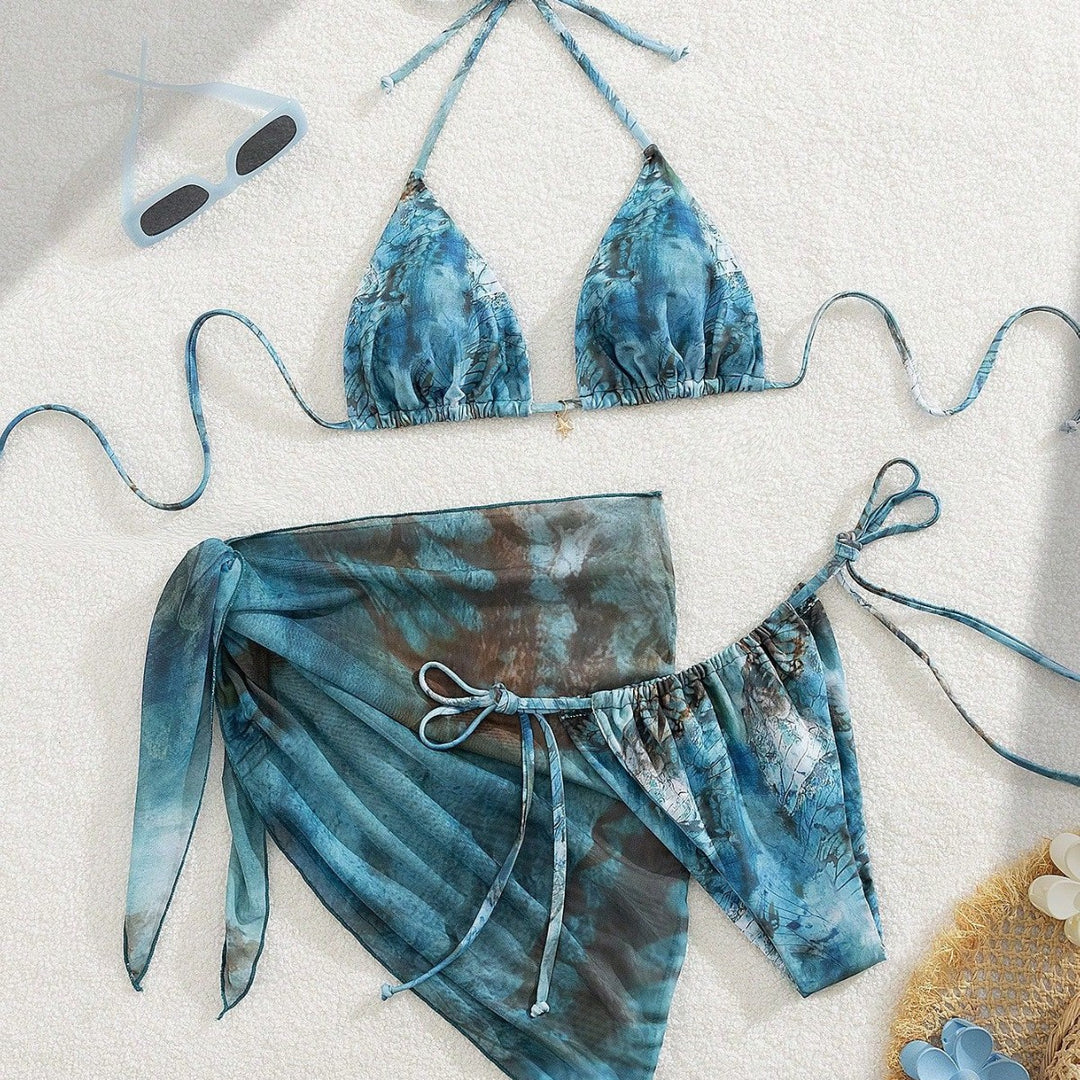 Women Triangle Bikini with Floral Design StylebySassy