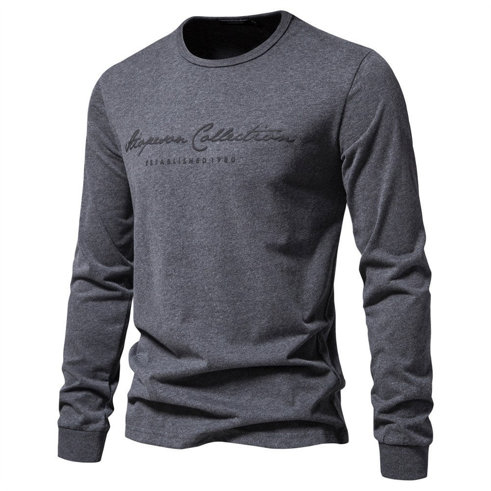 Men's Nano Minimalist Round Neck Sweatshirt Made of Cotton Blend with Ribbed Cuffs StylebySassy